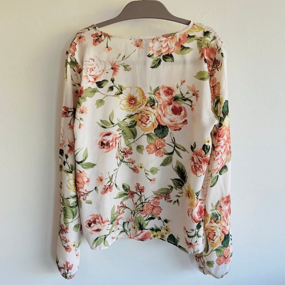 Forever 21 Pink Blush Roses Floral Blouse - Picture 3 of 3
